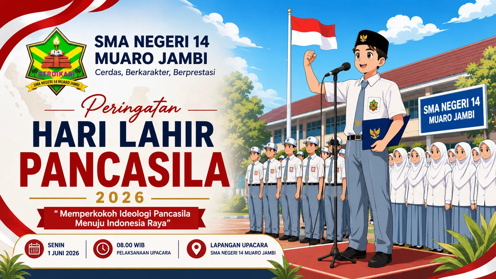 Foto berita: SMA NEGERI 14 MUARO JAMBI GELAR UPACARA PERINGATAN HARI LAHIR PANCASILA 2026